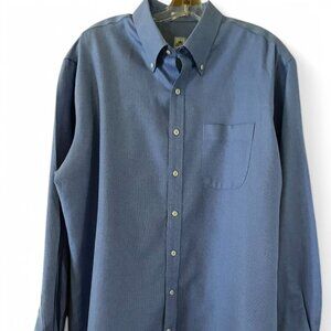 Men's Peter Millar Nanoluxe Blue White Textured Button Down Shirt Size XL